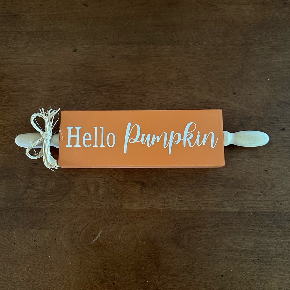 ☀️ 3/$10 Hello Pumpkin wood shelf window table decoration (see description)